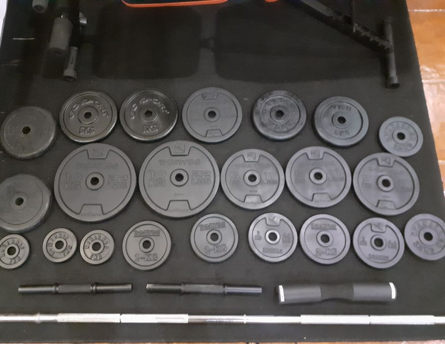 Barras + discos de musculação