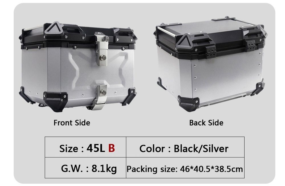 Кофр: Алюминиевый багажник для мотоцикла 45 литров
