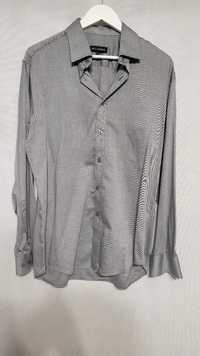 Szara-stalowa koszula Wólczanka, rozm.43, (L),100% bawełna .