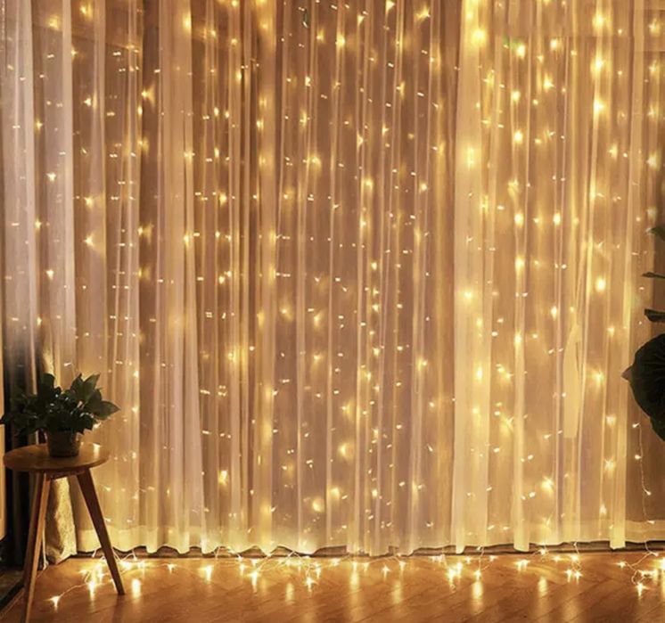 Гірлянда роса, гірлянда штора,  новорічні прикраси, нічник *3, 3*2Нова