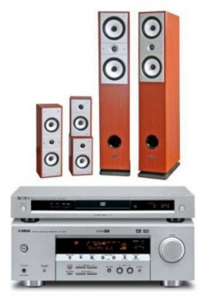 Kino domowe Yamaha RX-V357 + DVD S557 głośniki Prism + subwofer Yamaha