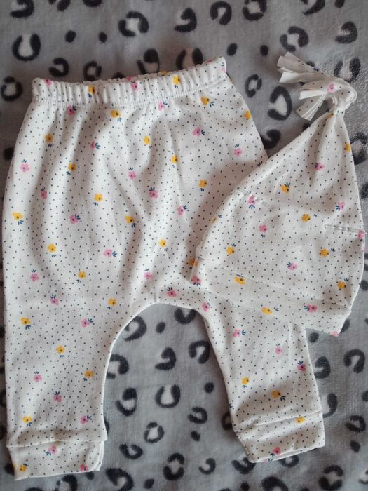 Nowe spodnie/półśpiochy i czapeczka 74