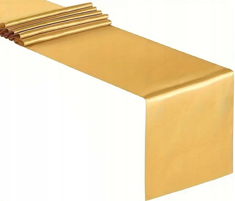 Tkanina bieżnik satynowy ZŁOTY - 36cm x 9m ślub komunia sylwester