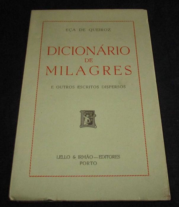 Livro Dicionário de Milagres Eça de Queiroz