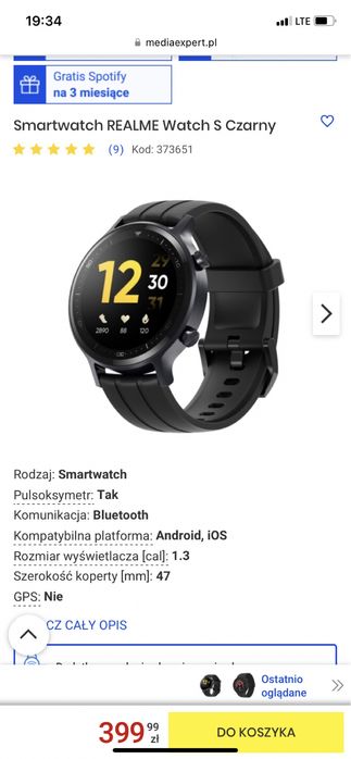 Smartwatch realme Watch S nowy