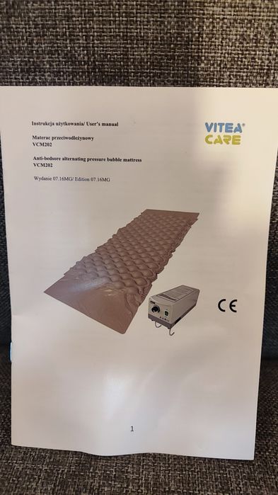 Materac przeciwodleżynowy Vitea Care VCM202, NOWY, NIEUŻYWANY.