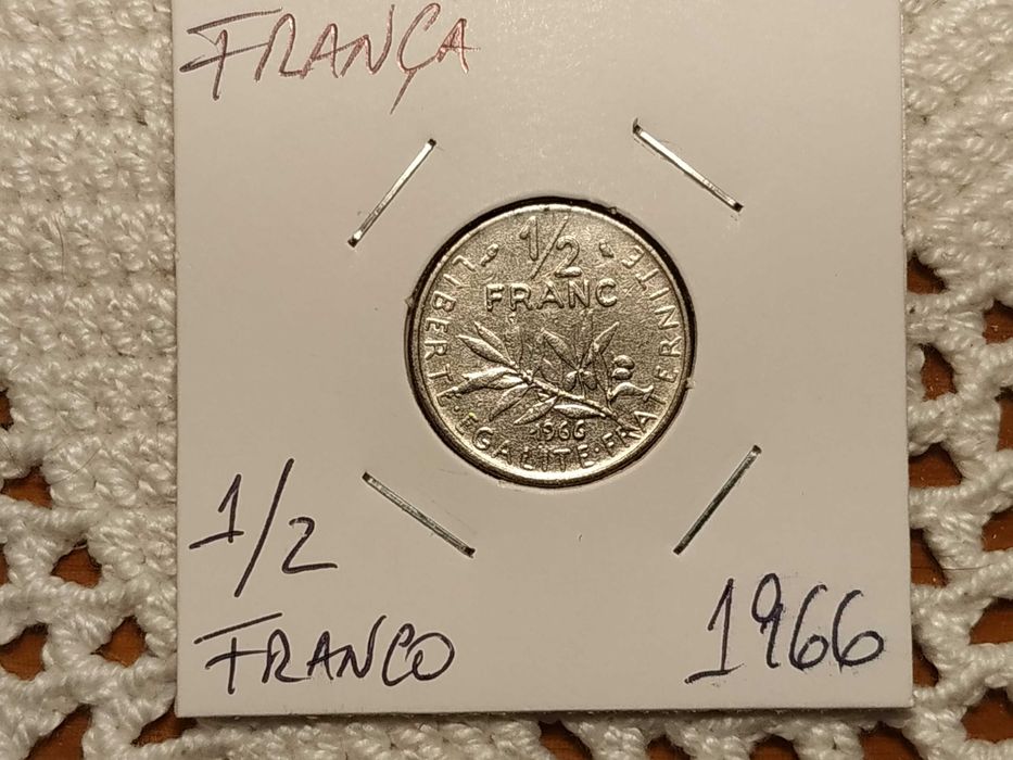 França - moeda de 1/2 franco de 1966