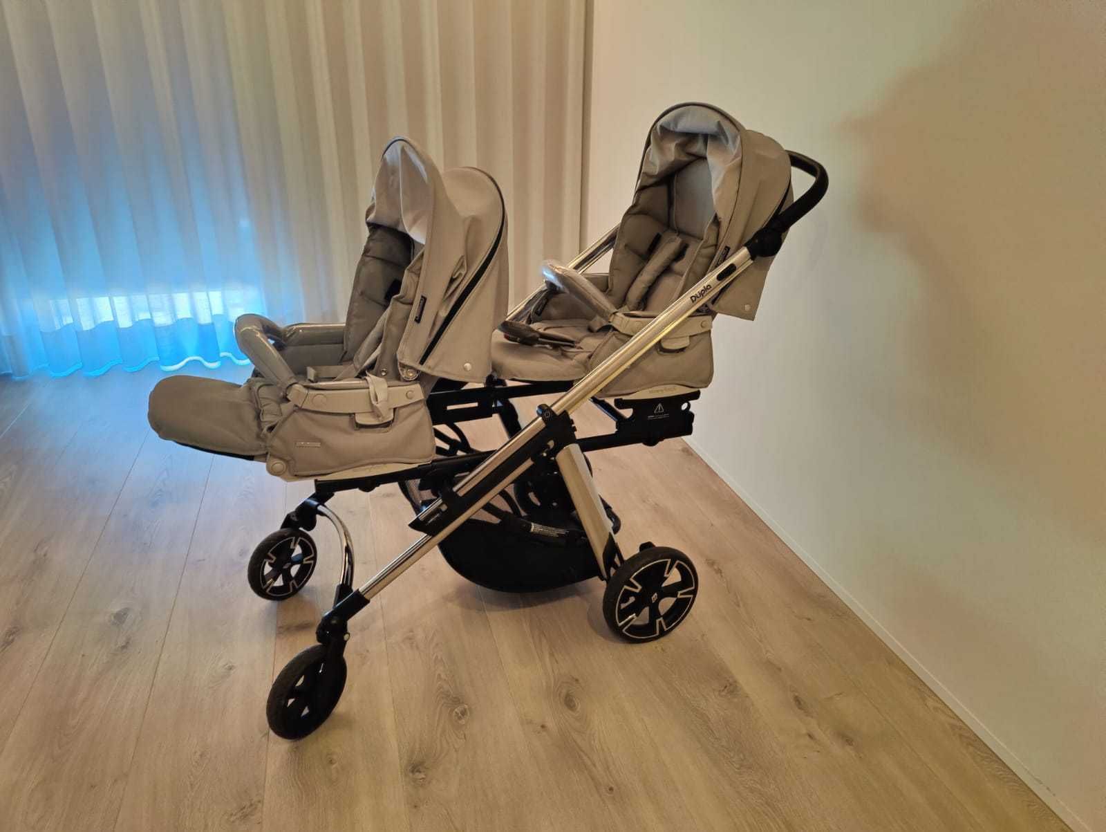 Carrinho gémeos com babycoques e bases Isofix - Bebecar