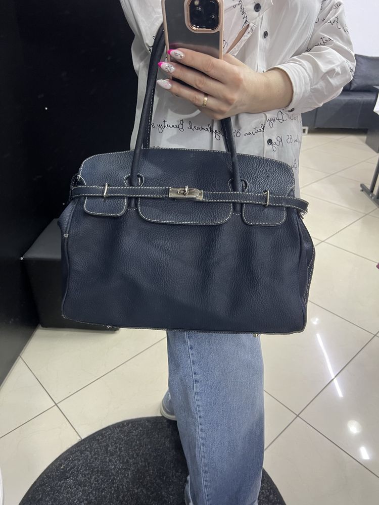 Кожаная сумка в стиле Birkin