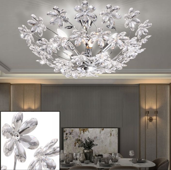 Lampa sufitowa stylowa 3x E14 plafon żyrandol chrom