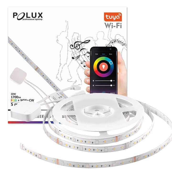 Polux Taśma Wifi 5M 3000K+6000K+Rgb Ip65 Music Tuya Sanico (313911)