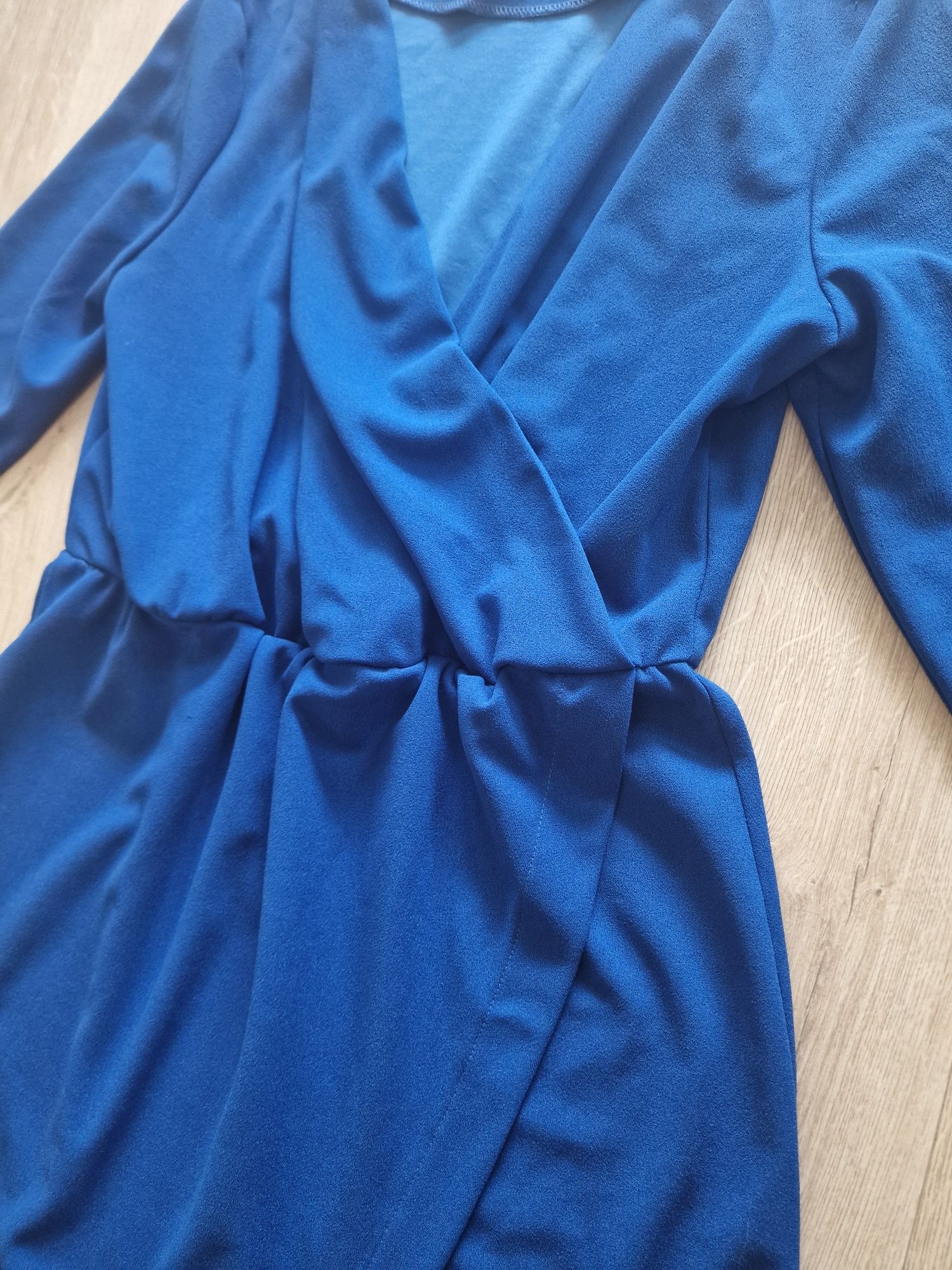 Sukienka 46 XXXL niebieska elegancka midi koktajlowa na wesele