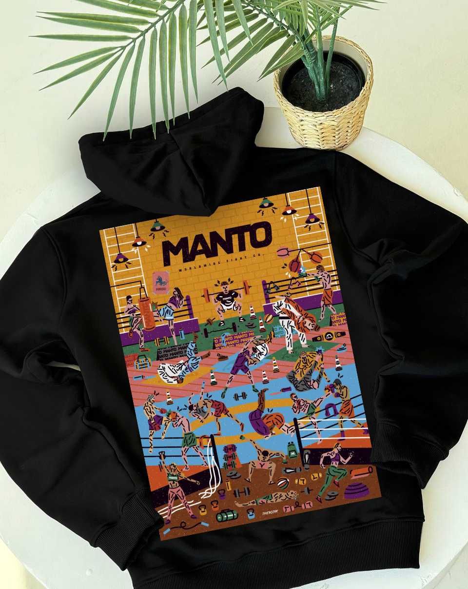 MANTO x Panku — Худи черное Манто — XS S M L XL — BIG Лого Принт