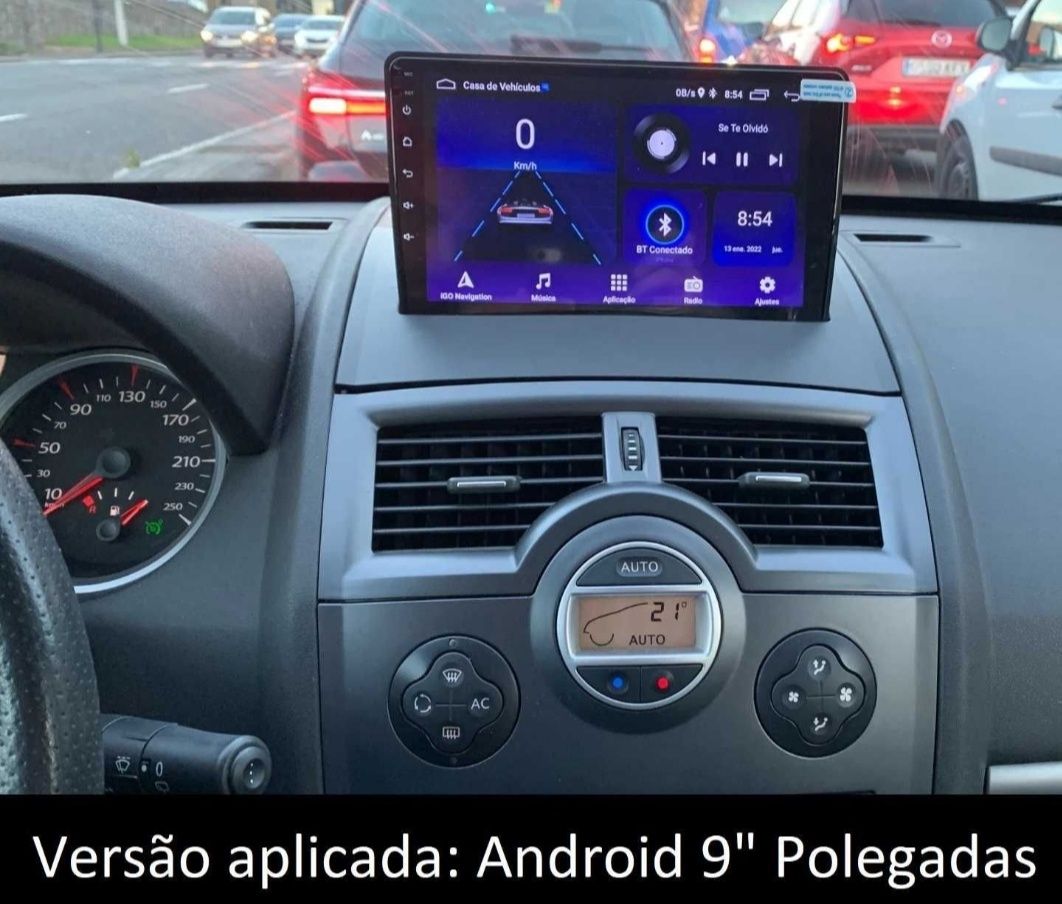 Radio 2 DIN Android 9" Megane 2 4+32 GB + carplay e Android auto + GPS