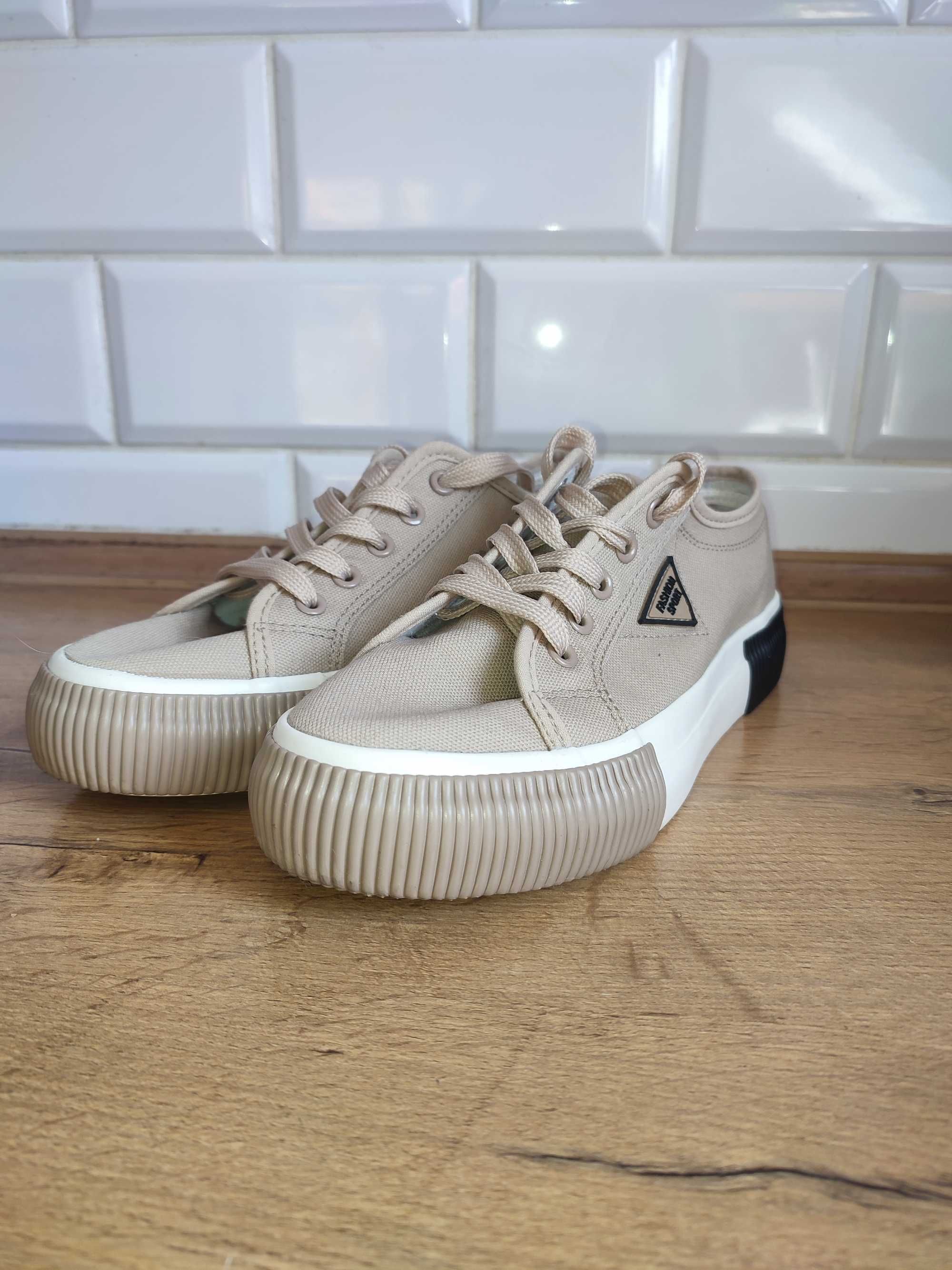 Buty damskie Trampki Tenisówki Beżowe Sportowe Modne r.38