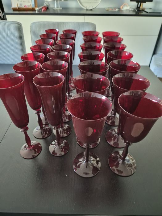 Conjunto de copos (Natal) vermelho escuro