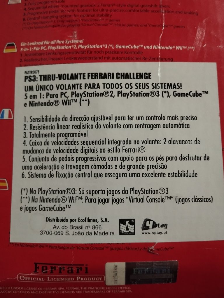 Volante Ferrari PC/PS3/PS2/Nintendo