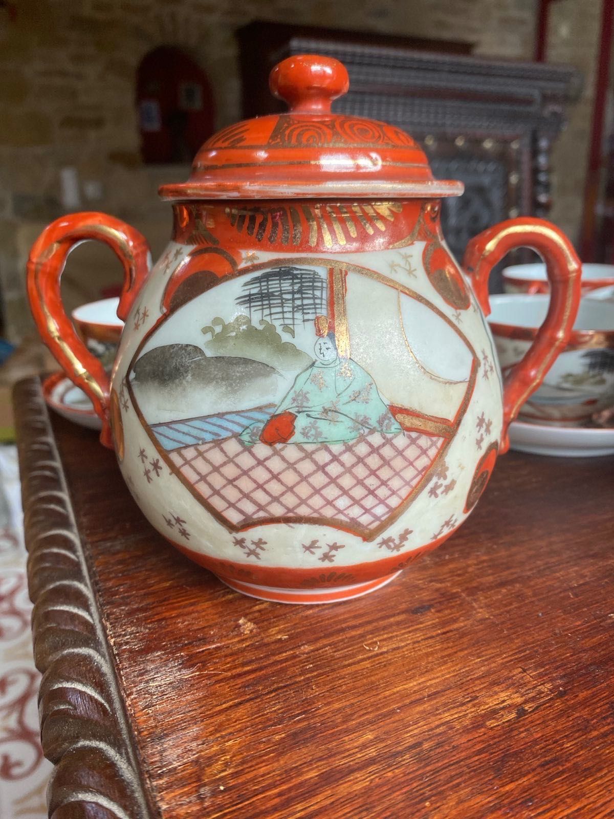 Serviço de chá em porcelana estilo japonês