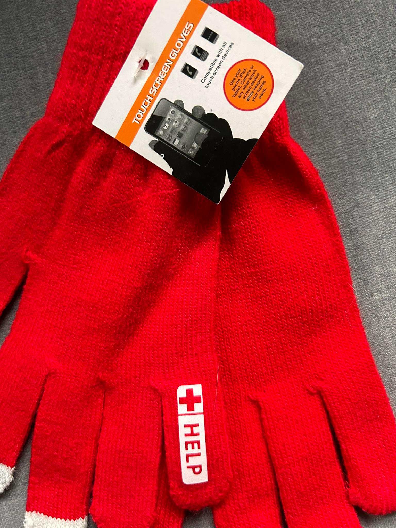 Czerwone rękawiczki zimowe damskie XS S idealne do telefonu