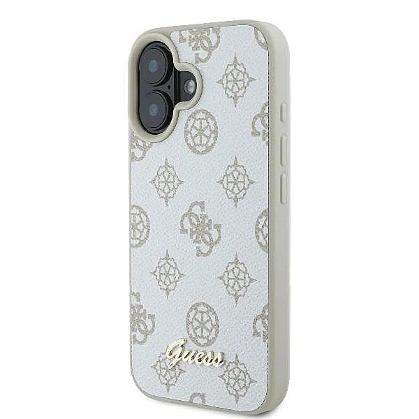 Etui Guess Peony Script Logo MagSafe na iPhone 16 - białe