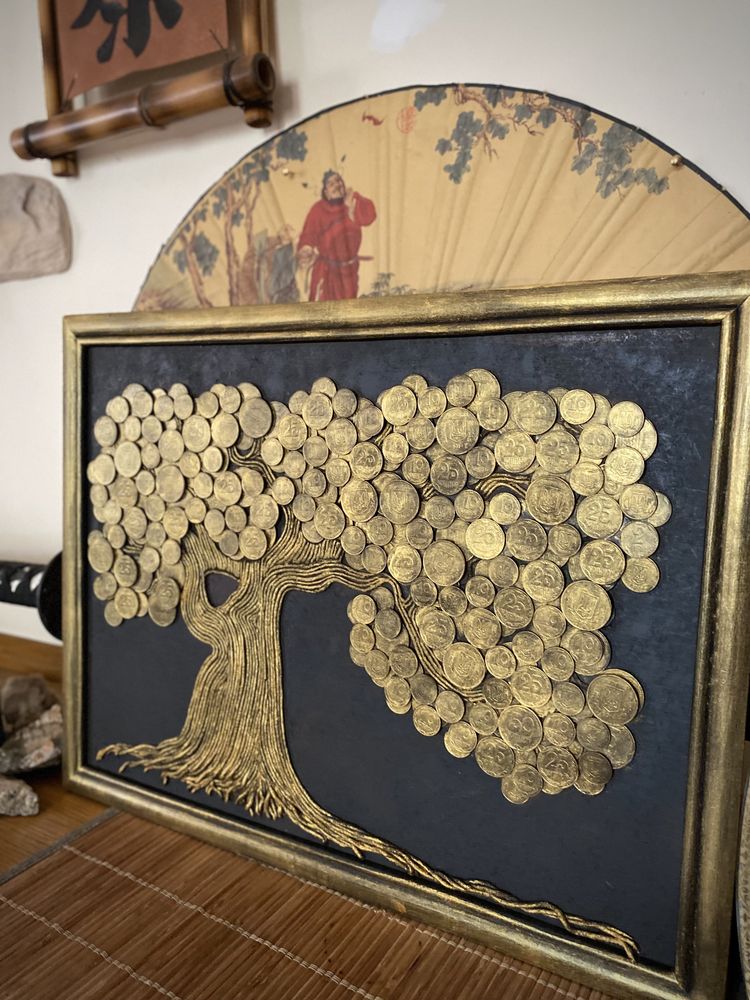 Картина денежное дерево панно ручной работы сувенир подарок