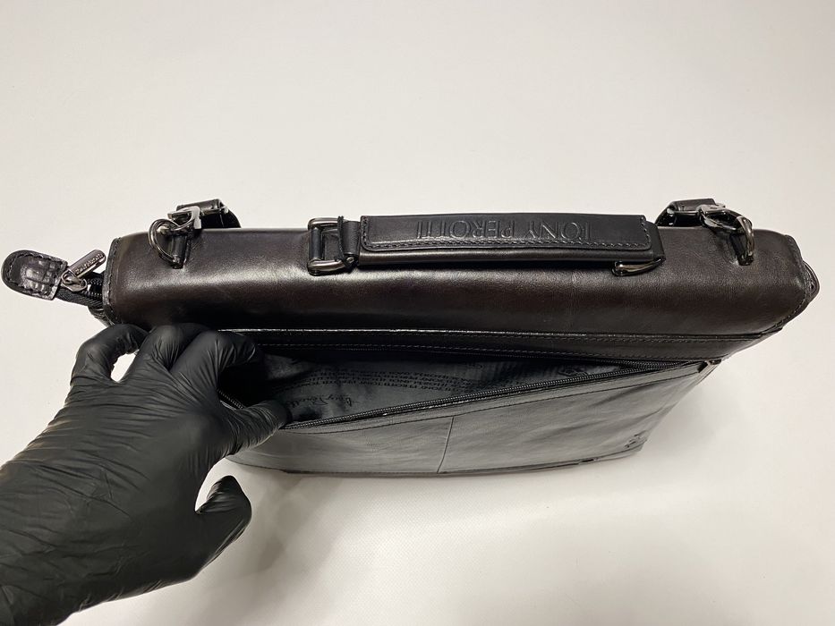 Кожаная Сумка Портфель Tony Perotti Italico 9338 nero Бычья Кожа