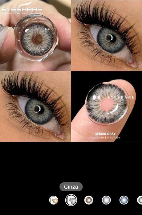 Lentes de contacto coloridas, moda elegante.
