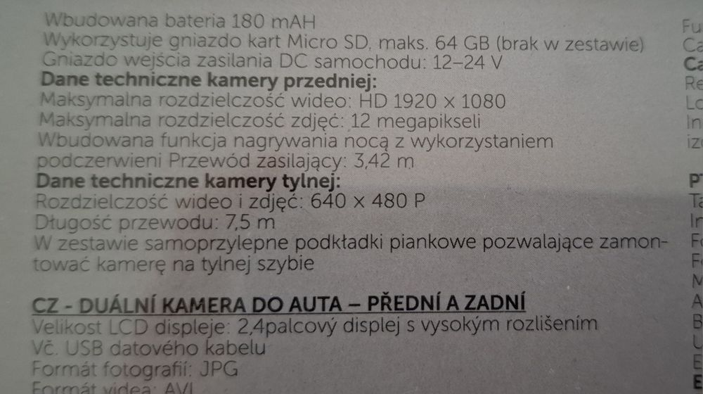 Nowa podwójna kamera samochodowa