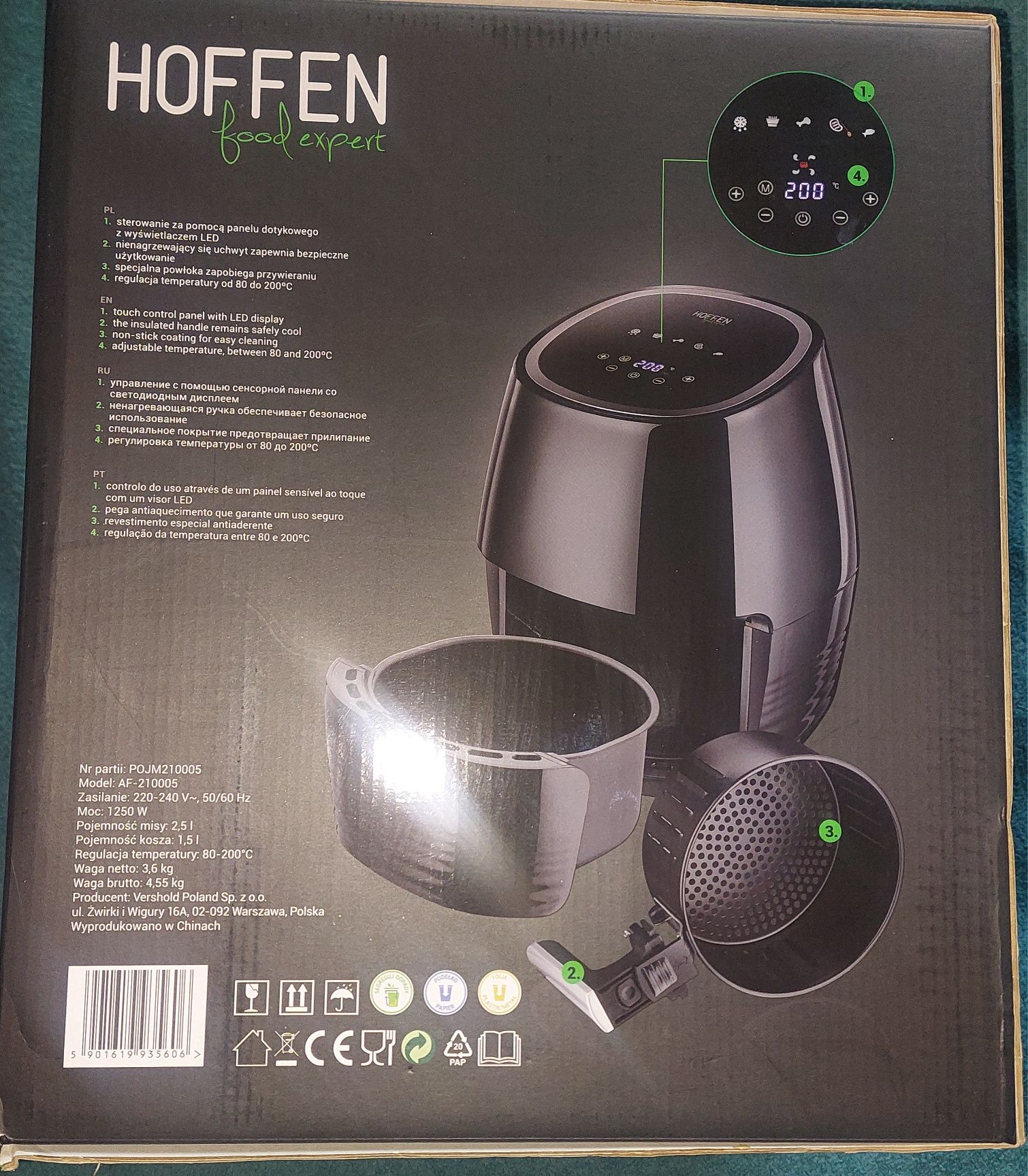 1zł Wysyłka Air fryer Frytkownica beztluszczowa2,5L panel dotykowyNOWA