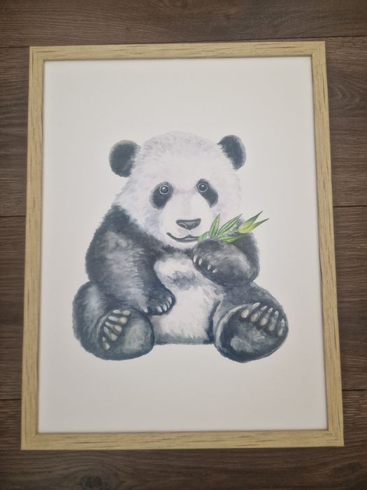 Obraz panda na ścianę drewniana ramka