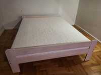 Łóżko drewniane białe z materacem 160x200