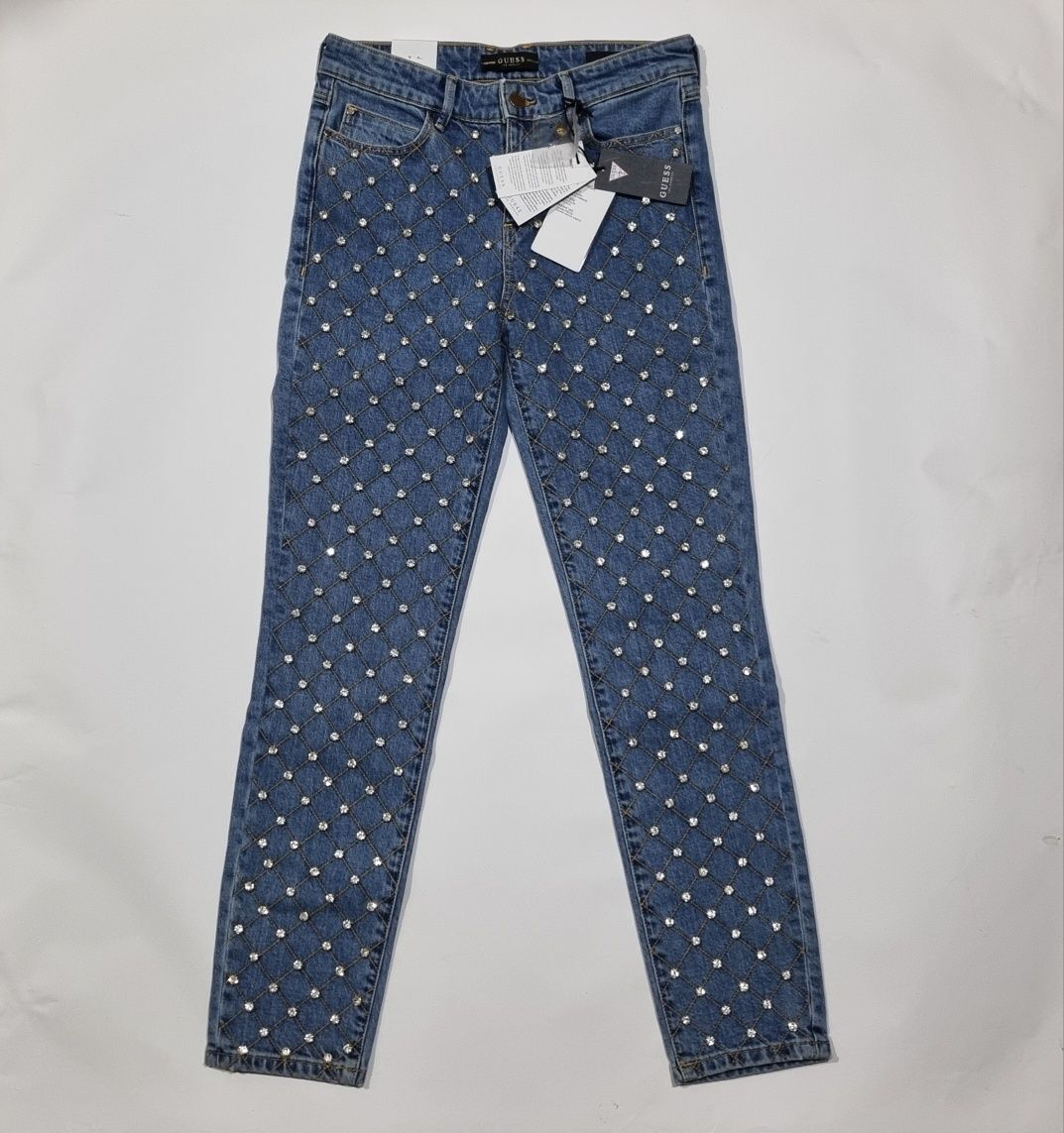 Dżinsy jeansy Guess Diamante Embellished 1981 Skinny Slim Fit Jeans