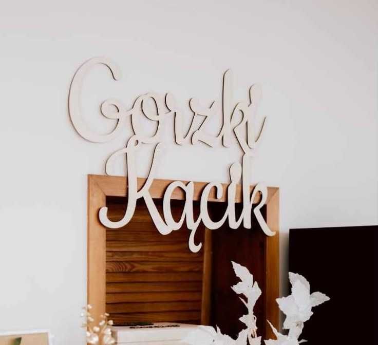 Napis Gorzki Kącik 50 cm - wesele, przyjęcie weselne, ozdoby ślubne