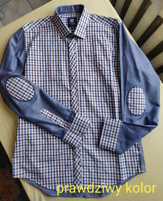 Koszula męska, młodzieżowa Bertone Slim Fit, taliowana, M/L