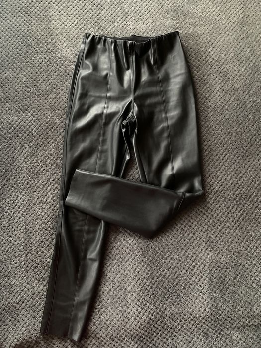 Легінси H&M,легінси шкіряні h&m,чорні шкіряні легінси