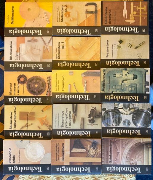 Zestaw 15 ksiazek “Technologia” z lat 80tych