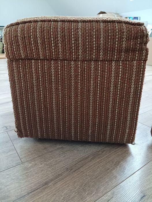 Vintage pufa brązowa otwierana PRL 1980 2 sztuki