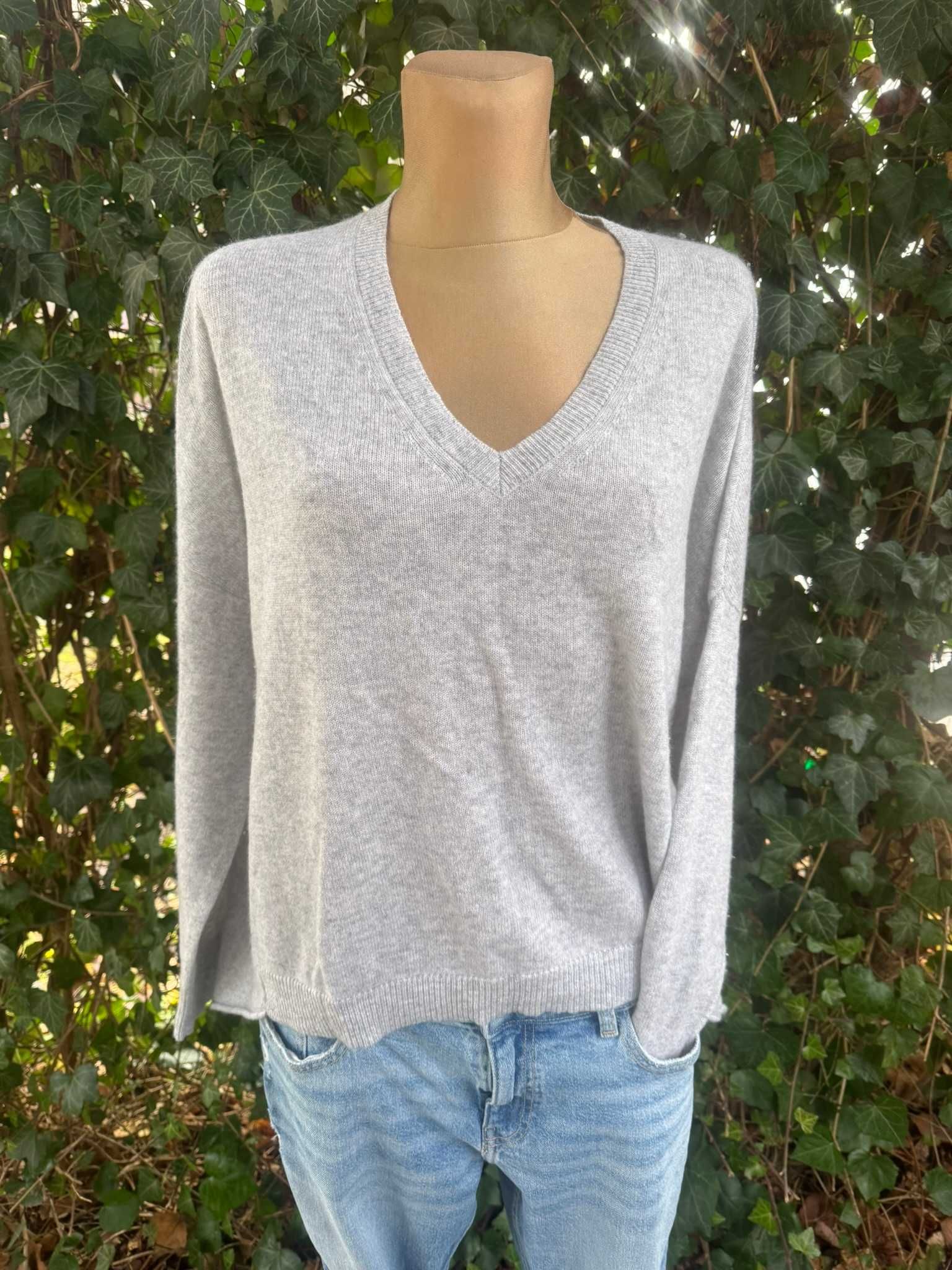 szary basic kaszmirowy sweter plus size xl