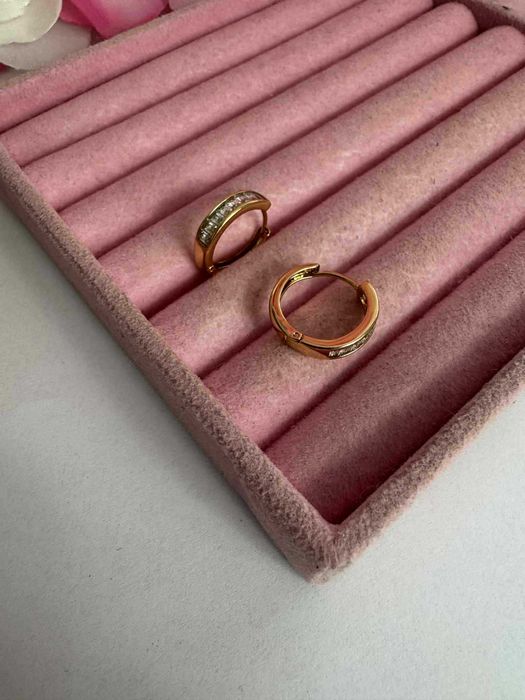 Kolczyki koła cyrkonia platerowane złotem 18k ze stali k946