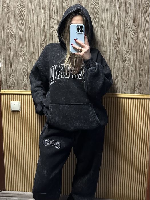 Оверсайз костюм на флісі  у техніці тай-дай