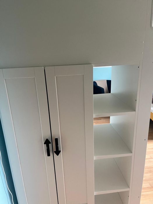 Łóżko piętrowe z biurkiem i szafą Ikea Smastad 90x200