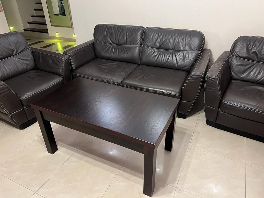 Zestaw wypoczynkowy skórzany kanapa + fotele