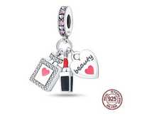 Nowy charms do pandora beauty szminka perfum serce prezent walentynki