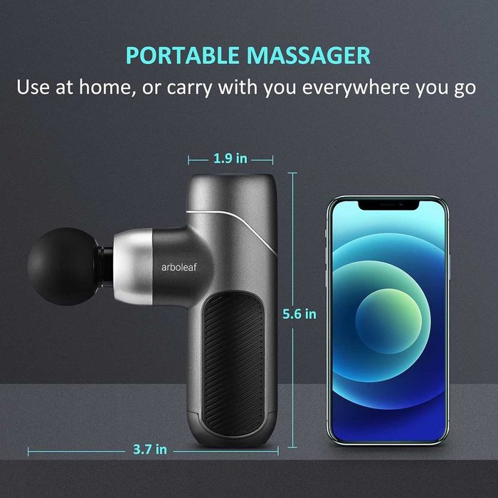 Mini masażer 0,39kg 5 prędkości zestaw 4 głowice cichy silnik gun