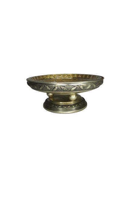 Patera metalowa ze szklanym wkładem w stylu secesja B093020