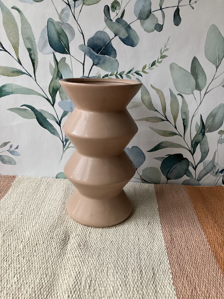 Dekoracja stołu wazon/świecznik ceramiczny beżowy