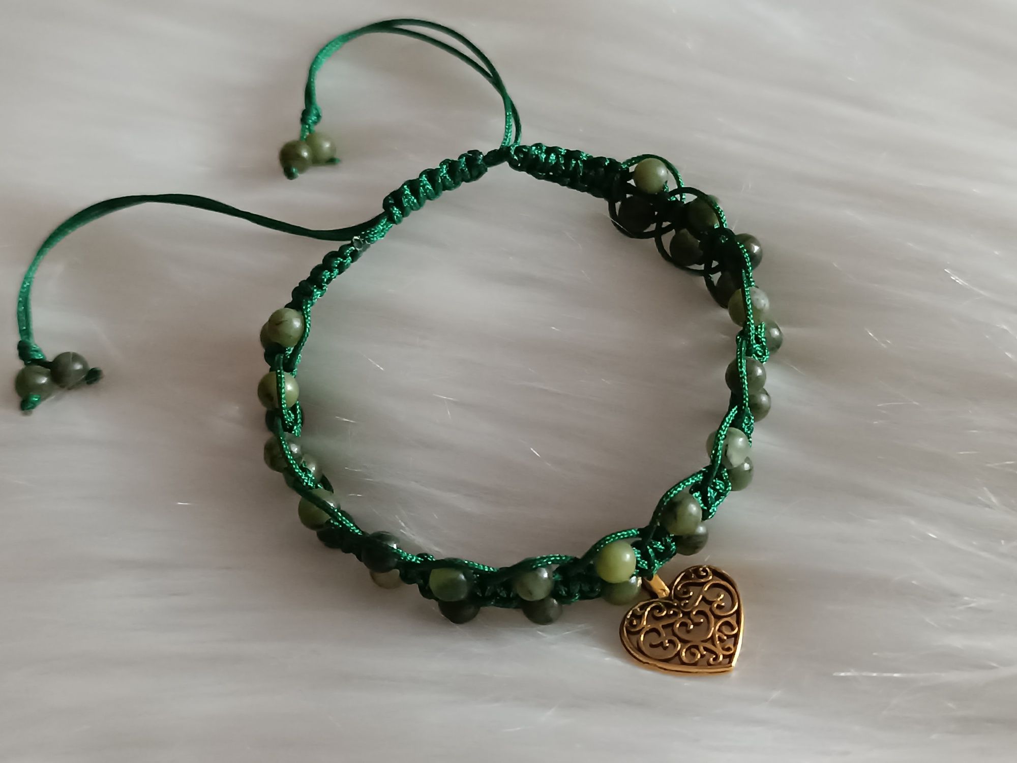 Bransoletka kamień jadeit zielony na prezent Walentynki Hand Made