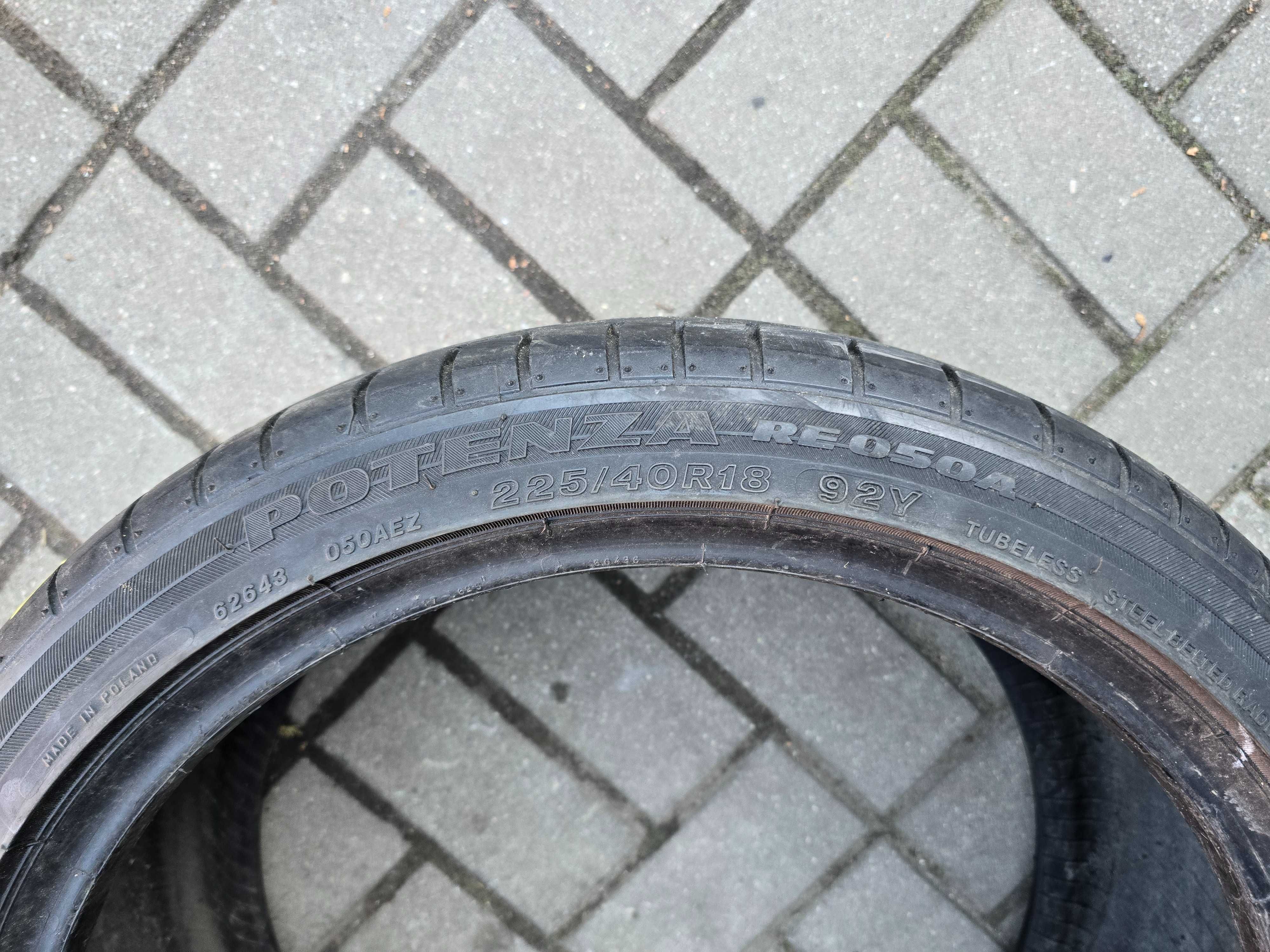 1x Bridgestone Potenza RE050A 225/40r18 92Y Rant ochronny N1931