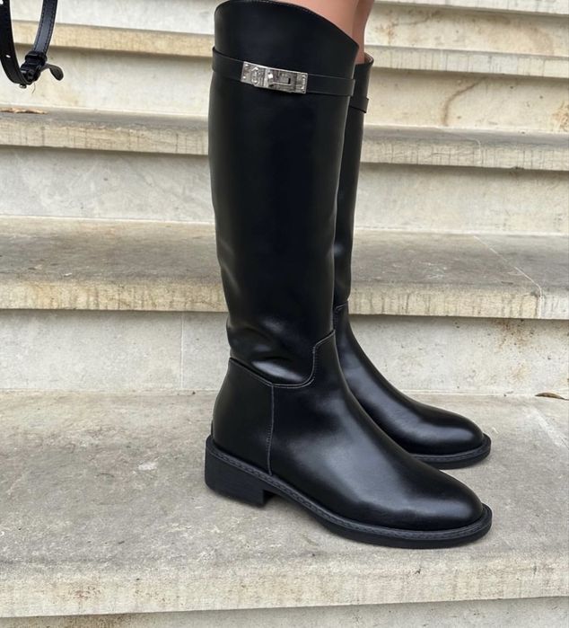 Сапоги Hermes чорні