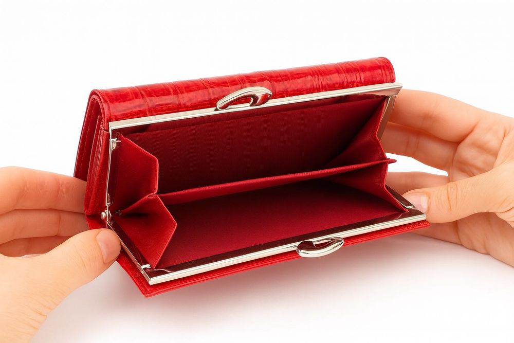 Skórzany portfel damski lakierowany czerwony